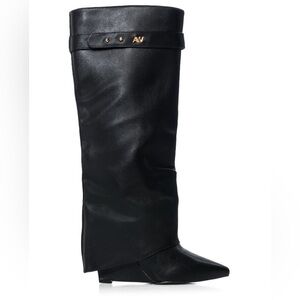 MELINA BLACK WEDGE BOOT
